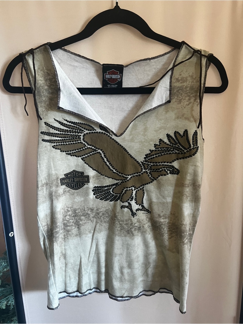 Harley-Davidson Olive Green Eagle Studded Sleeveless Tank
